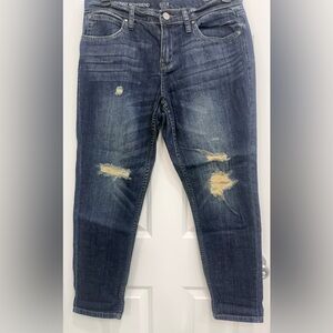a.n.a Dark Blue Distressed Boyfriend Jeans